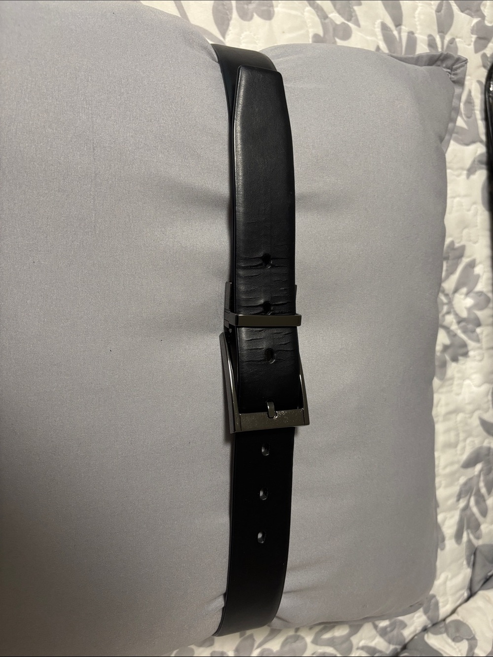Men's Black and Brown Reversible Leather Belt with Gunmetal Buckle